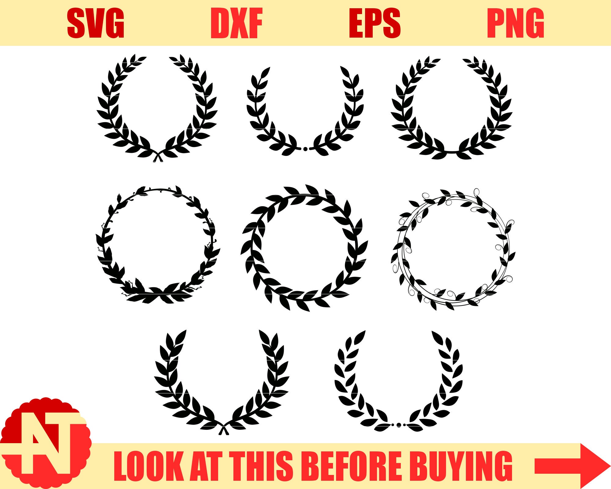 Download Laurel wreath SVG flower wreath svg dxf png eps laurel svg