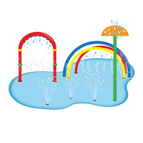 Splash Pad Clip Art Cute Digital Clipart Water Park Clip