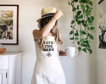 Womens Apron, Save the Bees, Apron for Women, Apron, Bee, Gardening Apron, Kitchen Apron, Garden Apron, Woman's Apron, Gardening, Bees