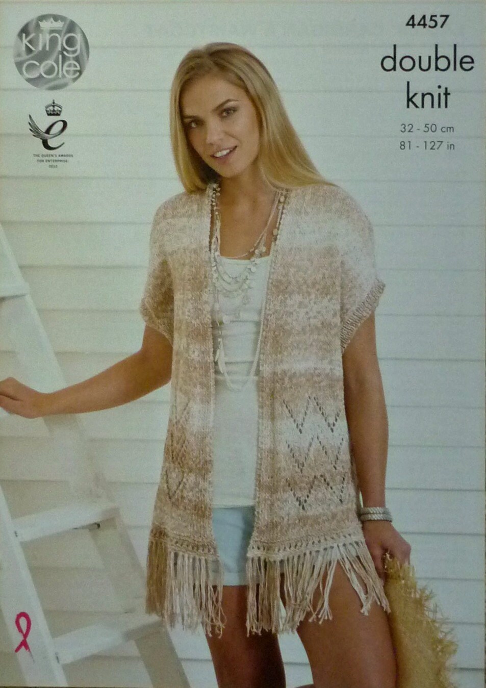 Womens Knitting Pattern K4457 Ladies Drop Sleeve, Long Fringed