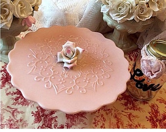 Fenton Pink Milk Glass pedestal cake stand