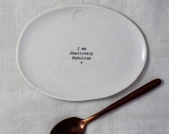 Holder SOAP dish, dessert plate, plate, white lettering