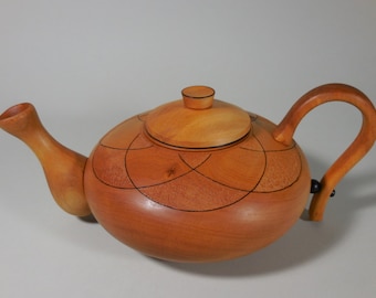 Madrone wood decorative teapot, textured