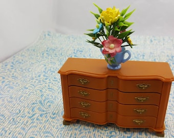 Marx Little Hostess Block Front Chest of Drawers Furniture hard plastic Dresser 8425 Brown