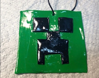 Minecraft clay ornament-Minecraft party favors -Minecraft gift tag-Minecraft stocking stuffer-Minecraft gift
