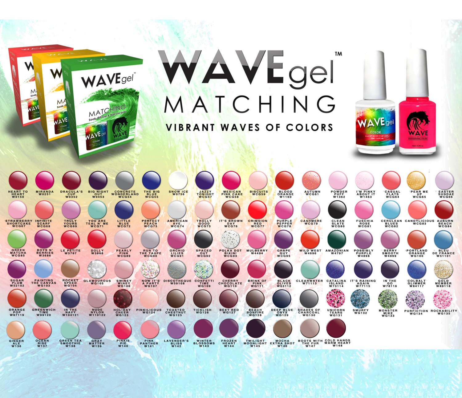 wavegel matching match color gel duo set with same color wave gel matching color chart