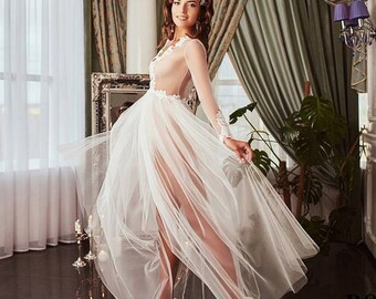 Lace Boudoir Dress Wedding Lingerie Honeymoon Beach Cottage Chic lace Bridal Lingerie F-209