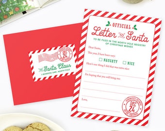 Official Letter to Santa Kit - Set of 4 cards, red envelopes, and mailing labels!