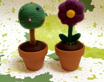 Needle Felted Potted Plant Pincushion