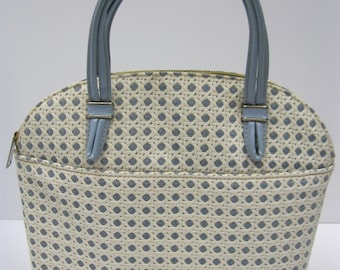 BLUE and WHITE TRELLIS Plastic Handbag - wicker, Lattice or Trellis Purse