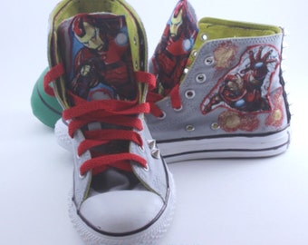 Customized "Iron Man" Converse Shoes/ Customized Chuck Taylors