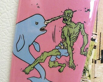Narwhal v. Zombie 2 x 3 Fridge Magnet