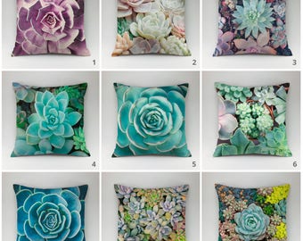 Succulent pillow cover Floral pillow Botanical pillow flower cushion cover Throw pillow cactus pillow case aloe pillow set leaf pillow