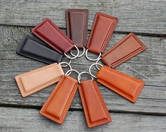 Leather keychain personalized; Leather key holder, key fob; Key chain name tag; Handstitched, personalized christmas gift for him & her