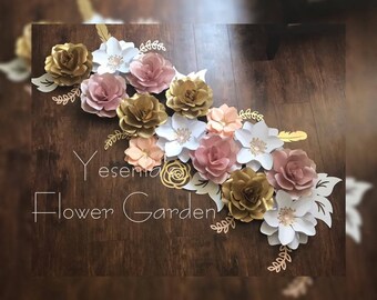 Rose gold paper flowers