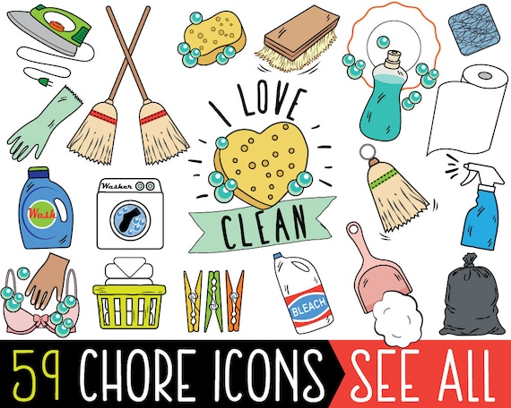 Chore Clipart JUMBO Bundle Cleaning Clipart Printable Chore chore-clipart-jumbo-bundle-cleaning-clipart-printable-chore