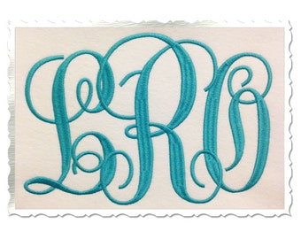 Large Vine Intertwined Monogram Machine Embroidery Font