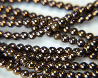 Czech pressed glass 4mm round druk beads dark bronze 100 beads