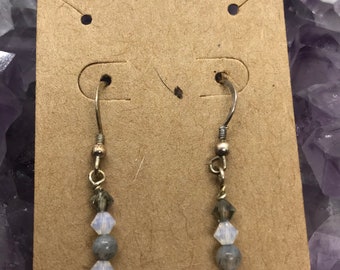 Labradorite and Swarovski crystals earrings