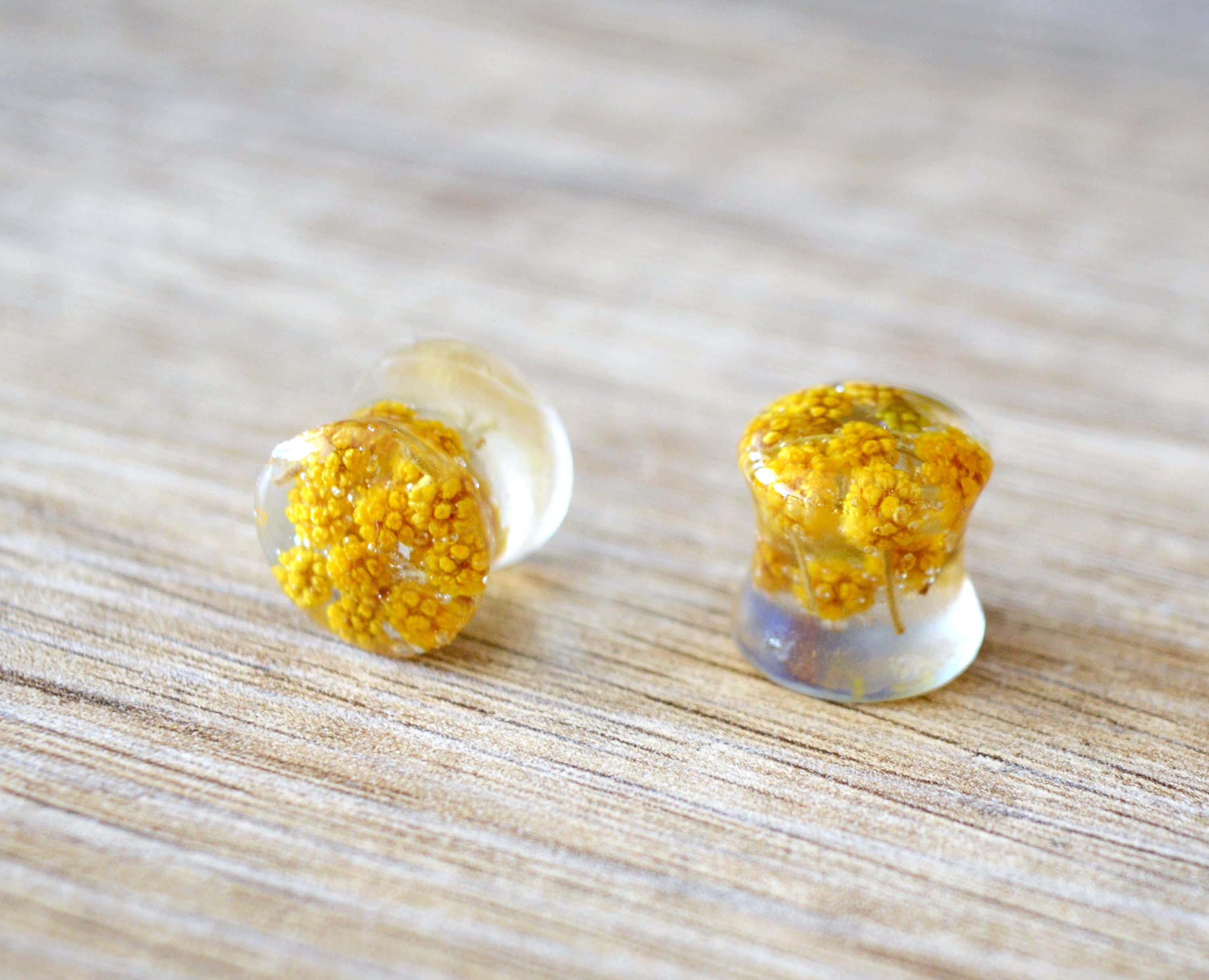 resin plugs dried real flowers Gauges Plugs flower ear tunnel