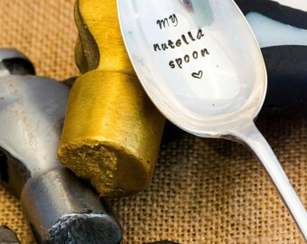 My Nutella Spoon / Personalised Engraved Spoon / Hand Stamped Spoon / Chocolate Spoon / Stamped Cutlery