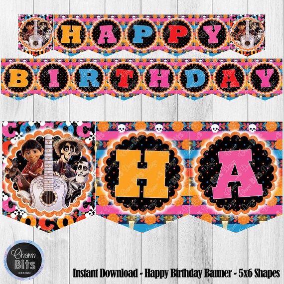 Pink Coco Banner Coco Printable Coco Disney Birthday Girl