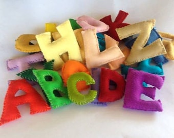 Alphabet Felt Letters, Entire Alphabet, Numbers 0-9, All Natural and Eco Friendly, Waldorf Soft Plush Toy Set, Back To School