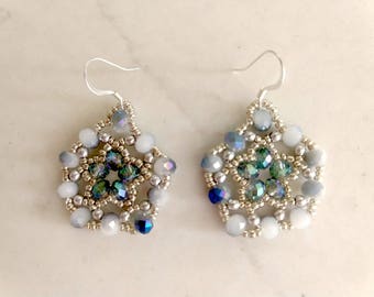 Blue Ombre Glass Star Pentagonal Earrings