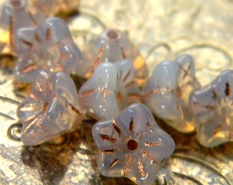 Lilac Snow Blossoms (10) -Czech Glass Bell Flowers 9x6mm