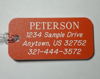 Engraved Luggage Tag, Personalized Luggage Tag, Custom Luggage Tags, Gift for Traveler, White with Blue Letters, Luggage Tags Personalized