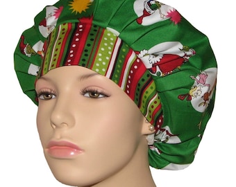 Bouffant Scrub Hats-Scrub Hats For Women-ScrubHeads-Christmas Scrub Hat-Grinch Stole Christmas Fabric-Anesthesia Scrub Hat-Scrub Cap