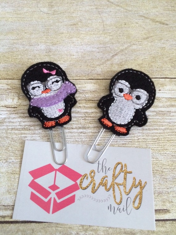Nerdy Penguin Planner Clip/Paper Clip/Feltie Clip. Your Choice Of Boy Or Girl. Penguin planner clip. Geeky planner clip. Animal planner clip