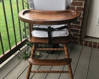 Highchair Cover/Pad/Cushion. High Chair cover/Pad/Cushion for vintage wooden highchairs. Ticking