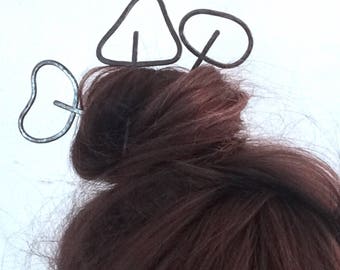 Organic Bun Pins//Forged Copper