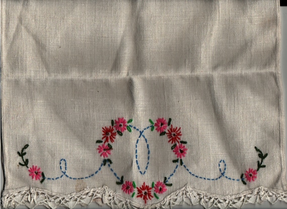 Seat back Cover with embroidered flower pattern + Vintage Textile