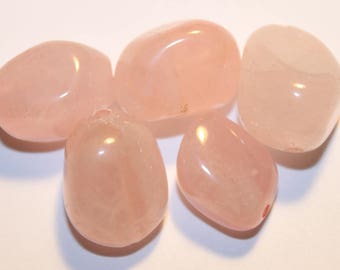 Pearl rose quartz nuggets, 14 mm, set of 5