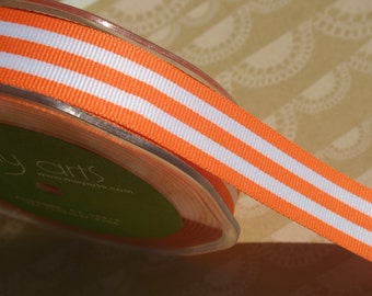Orange Grosgrain Trim - Horizontal Stripes Ribbon - May Arts Ribbons - 7/8" Wide - 3 Yards - DESTASH SALE