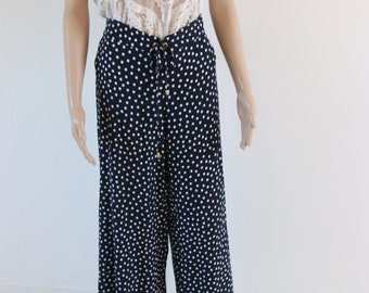 Hippy Vintage Blue Polka dot Flare Trousers