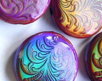 Radiant-Rouge STRAND of 10 Mood / Mirage Bead 7mmx23.5mm