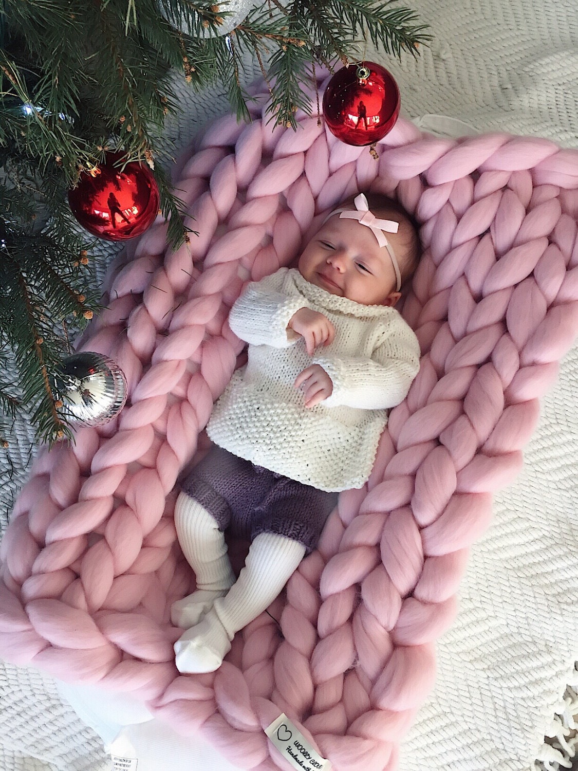 CHUNKY KNIT blanket. 100 merino wool. Handmade in the USA