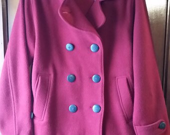 LIKE NEW-Woolrich Women's Peacoat- Ruby Red- Classic Wool Staple Wardrobe Piece