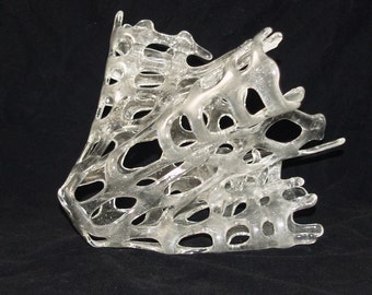 Fused Glass Clear Abstract Sculpture