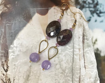 Earrings "PURPLE NATURE". Handmade earrings with gemstones agate.