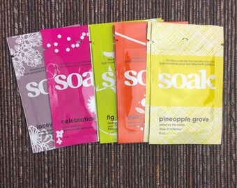 Travel Size Soak Set--8 Mini Soaks Assorted Scents Blocking Wash Cleanser Soak Mini Finishing Cleanser Yarn Cleanser Lingerie Wash Singles