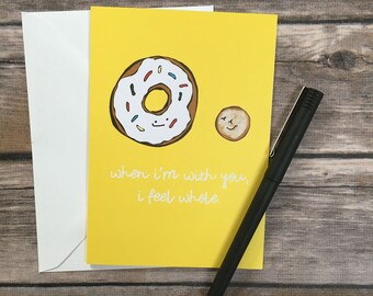 donut card - donut hole card - love card - boyfriend card - anniversary card - girlfriend card - romantic card - foodie card - donut love