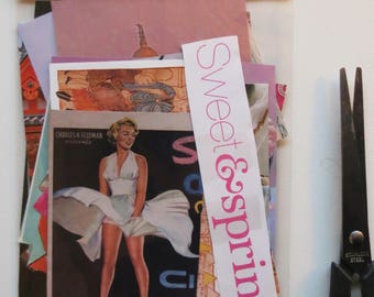 Collage kit, color coordinated, pink, art kit, paper goodies, clippings, journaling, scrapbooking