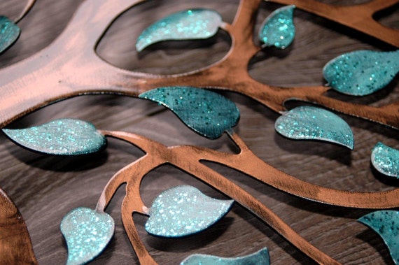 Large Metal Wall Art Teal Sparkle Leaf Tree Of Life Infinity Large Metal Wall Art Teal Sparkle Leaf Tree Of Life Infinity