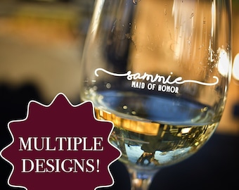 Personalized Etched Wine Glass / Mothers Day Gifts / Bridesmaid Gifts / Gifts for Her / Gifts for Women / Gifts for Wife / Girlfriend Gifts