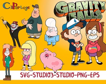 GRAVITY FALLS Svg, Eps Images, SVG silhouettes, Decal Svg files for Silhouette, Cricut, Instant digital download