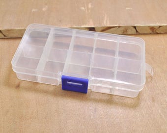 5pcs of Adjustable Plastic Storage Bead Container Box Case,10 Compartments for Beads -- 130x66mm